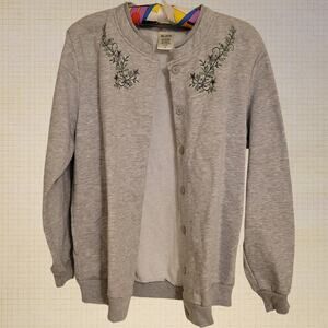 Blaire Long Sleeve Embroidered Wild Grass Cardigan Sweater Womens Petite Small
